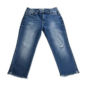 KanCan Jeans Blue Estilo High Rise Straight Leg Raw Hem Stretch size 15/31